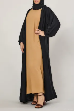 Short-Sleeved Crinkle Abaya Slip Dress Medieval Gold