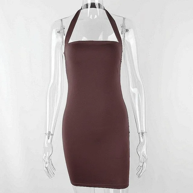 Simple Halter Neck Bodycon Dress