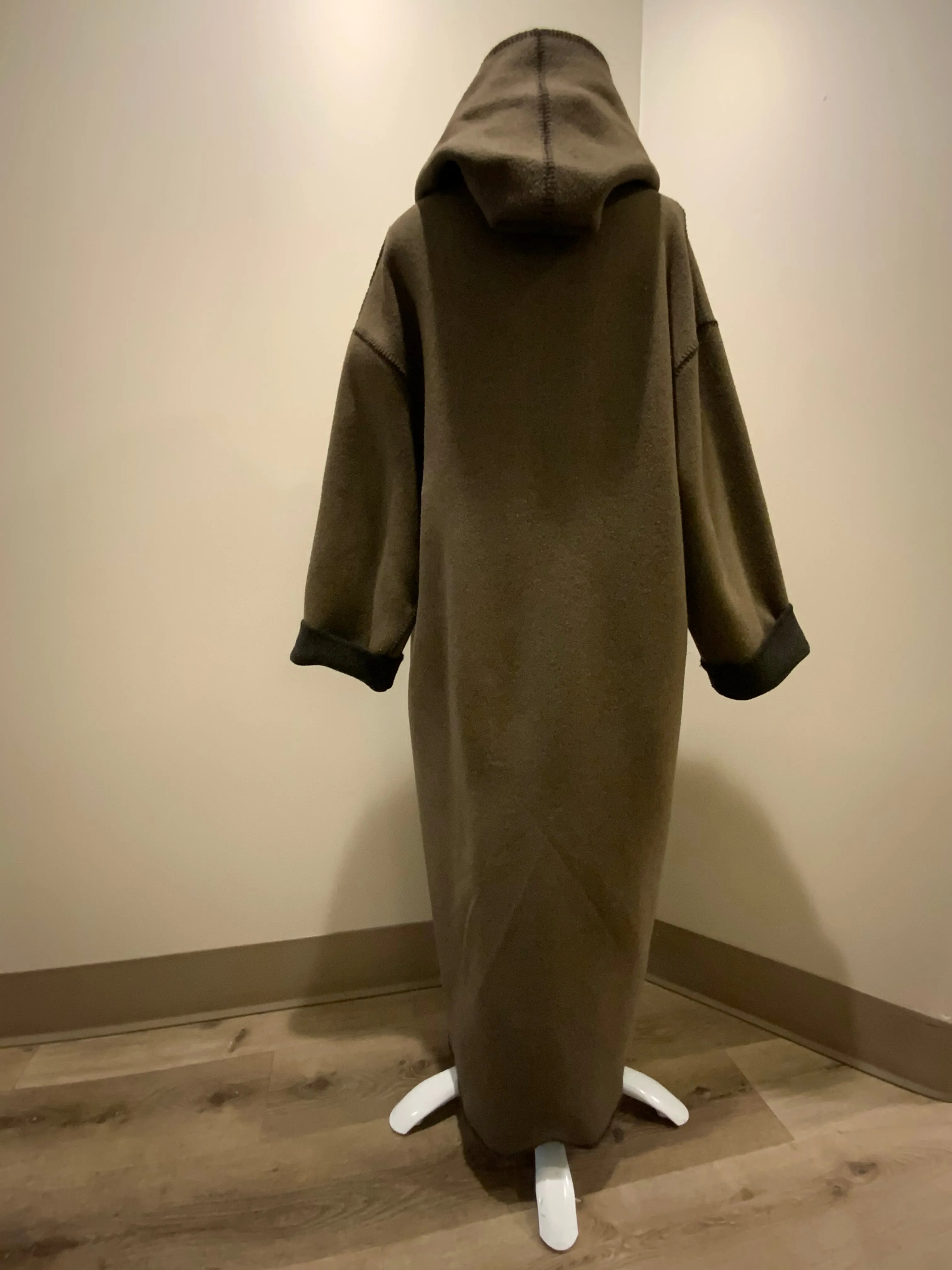 Vintage Linda Lundstrom Black and Brown Reversible Wool Coat, Made in Canada SOLD