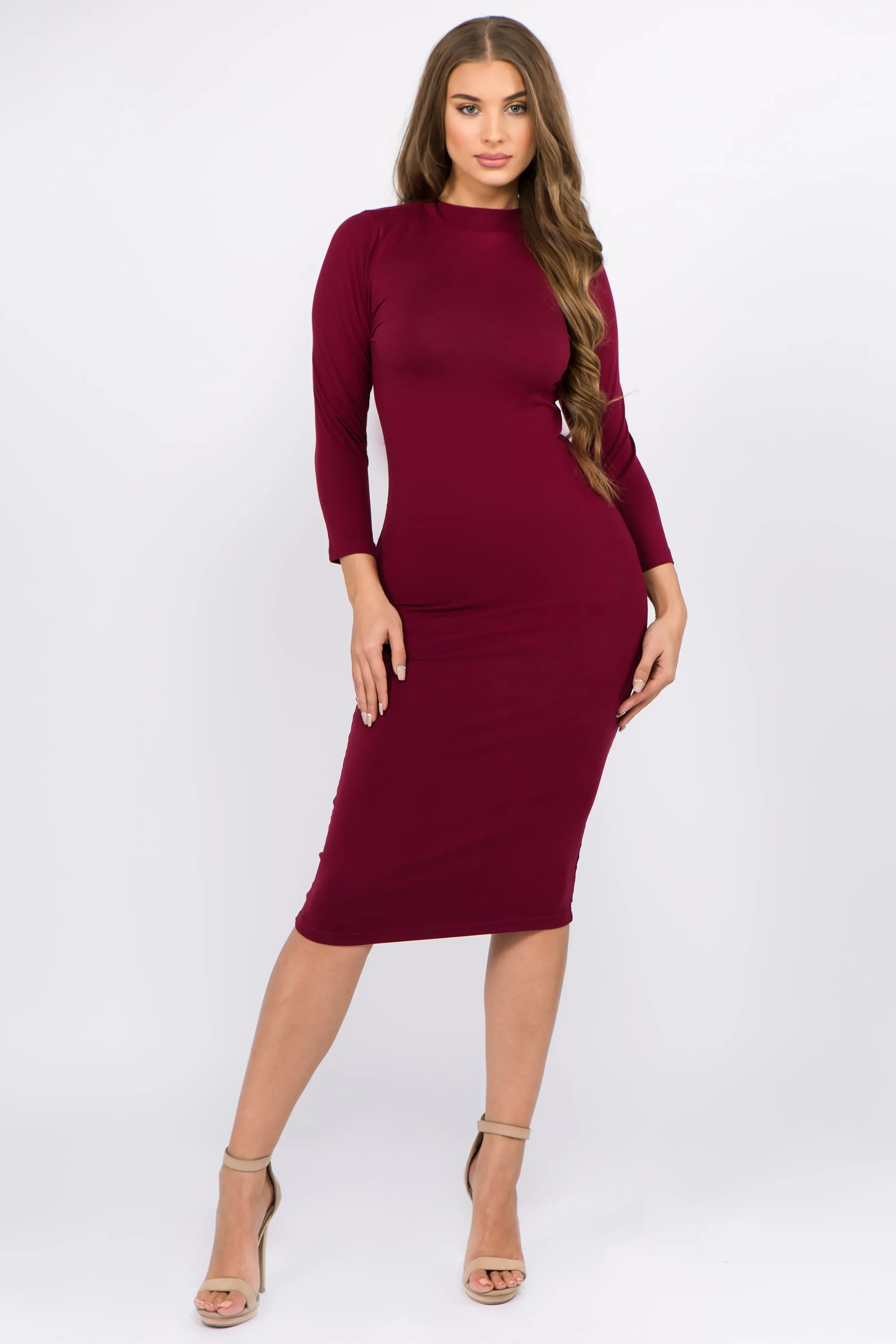 Wild Card Mock Neck Bodycon Dress