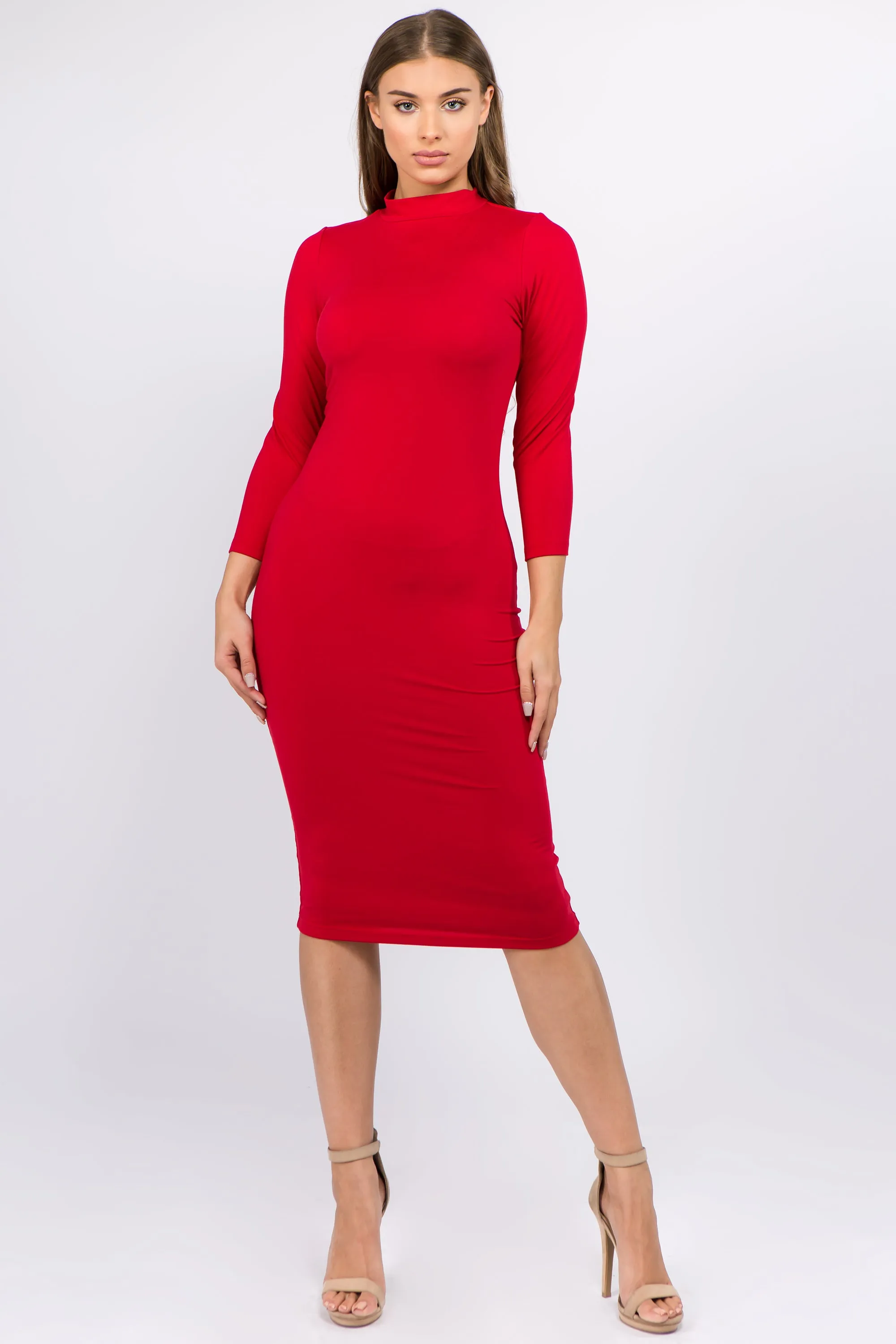 Wild Card Mock Neck Bodycon Dress