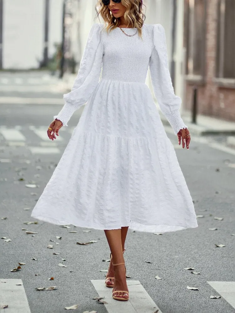 Women Dress 2023 Spring Summer New Fashion O-Neck Big Swing Dress Temperament Casual Long Dresses Streetwear Woman Clothing