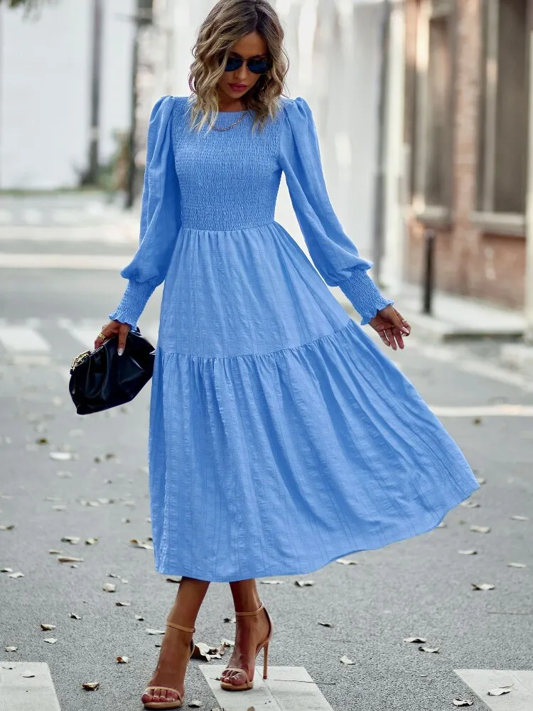 Women Dress 2023 Spring Summer New Fashion O-Neck Big Swing Dress Temperament Casual Long Dresses Streetwear Woman Clothing