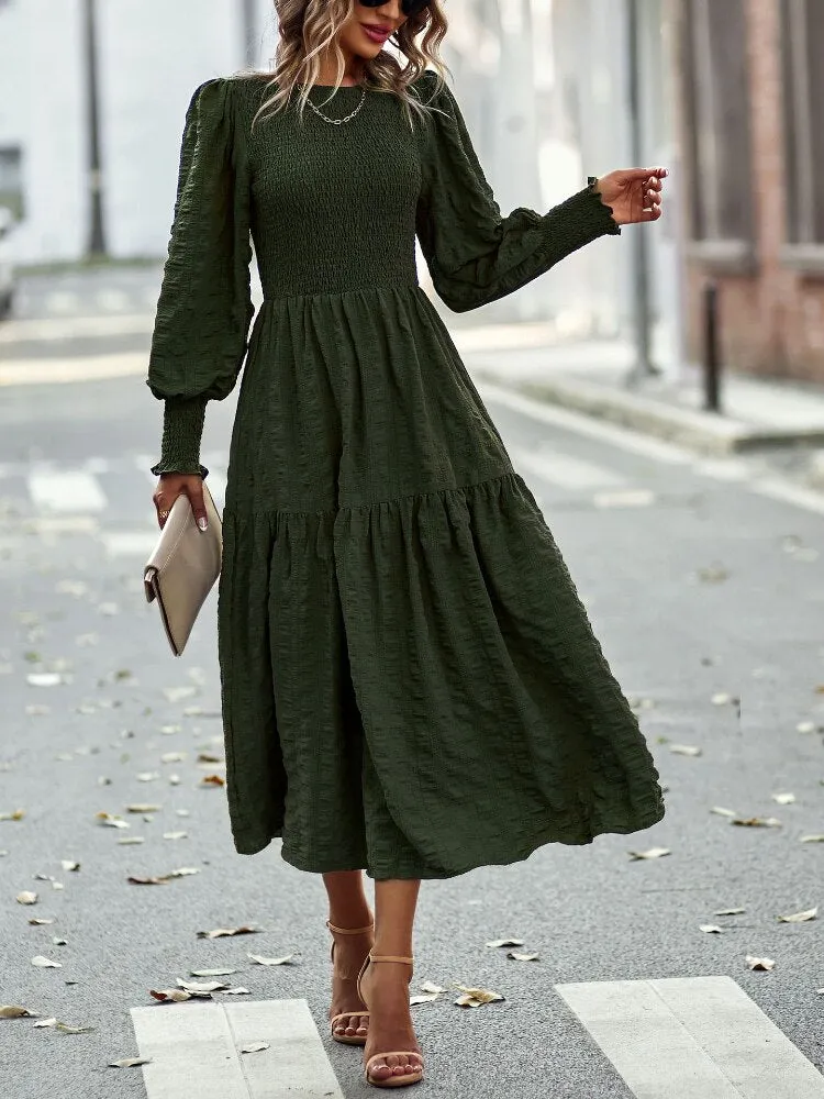 Women Dress 2023 Spring Summer New Fashion O-Neck Big Swing Dress Temperament Casual Long Dresses Streetwear Woman Clothing