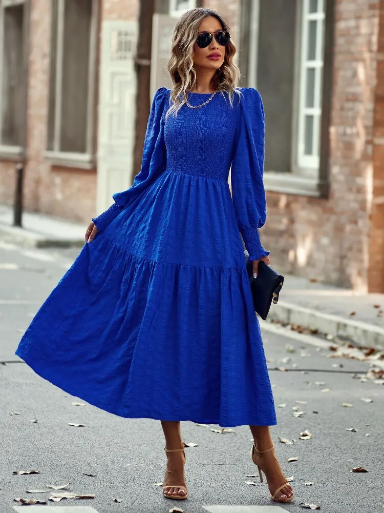 Women Dress 2023 Spring Summer New Fashion O-Neck Big Swing Dress Temperament Casual Long Dresses Streetwear Woman Clothing