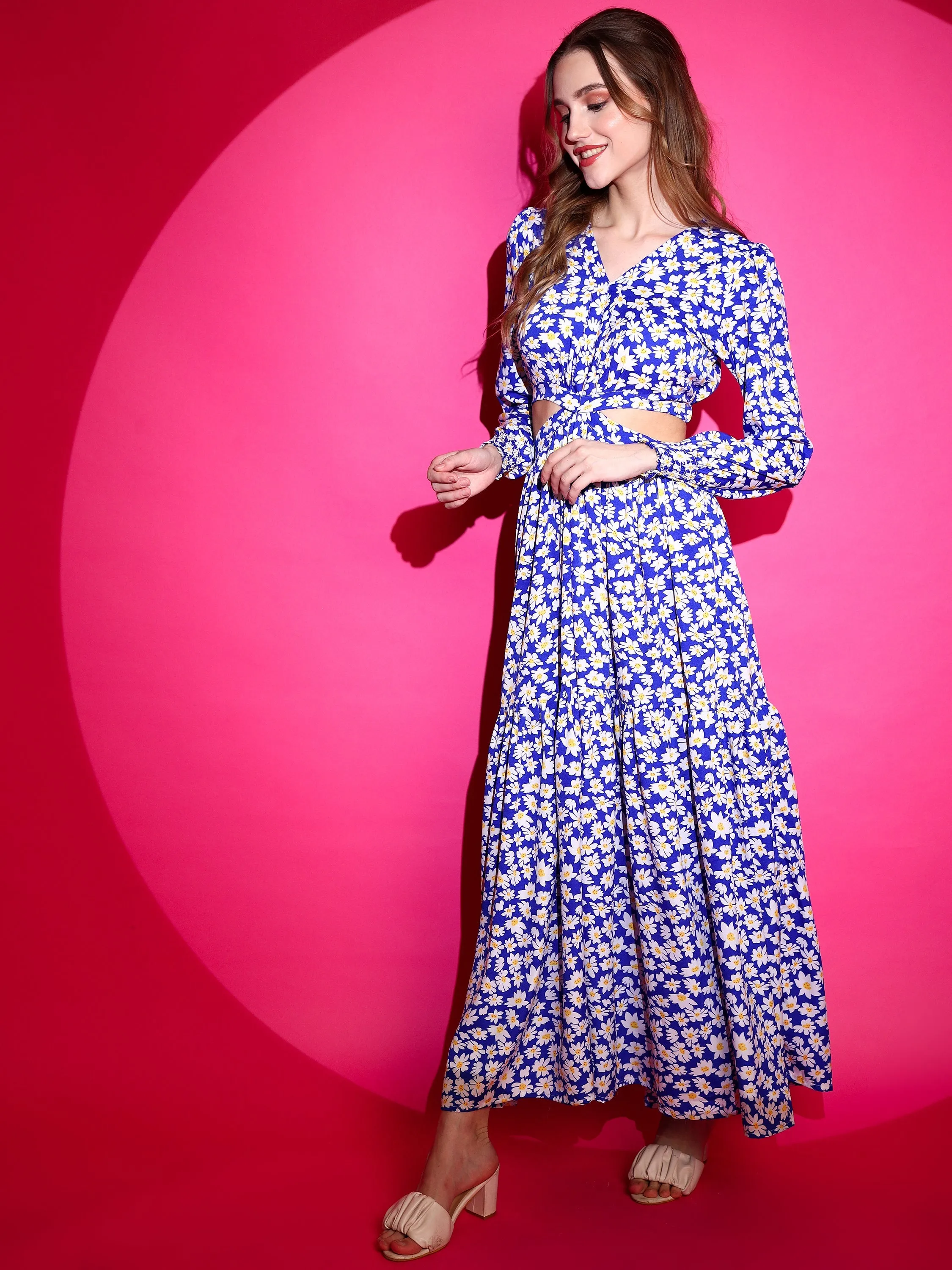 Women Fit and Flare Maxi Waist Cut Dress