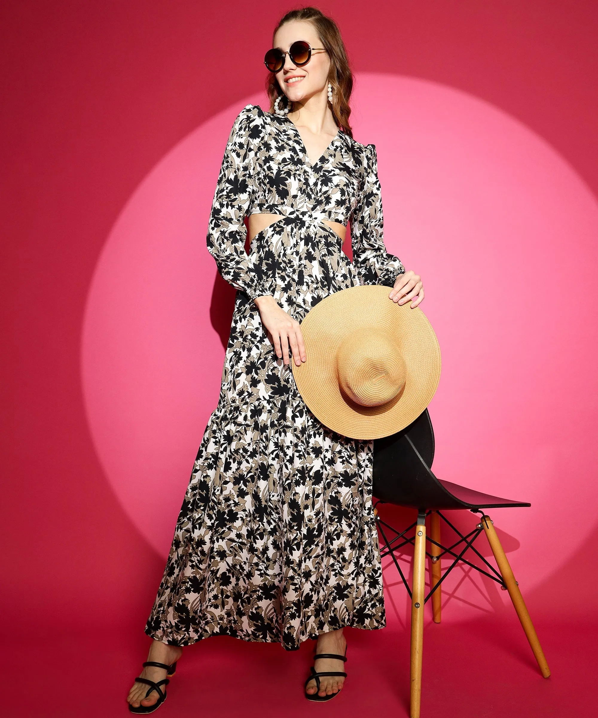 Women Fit and Flare Maxi Waist Cut Dress