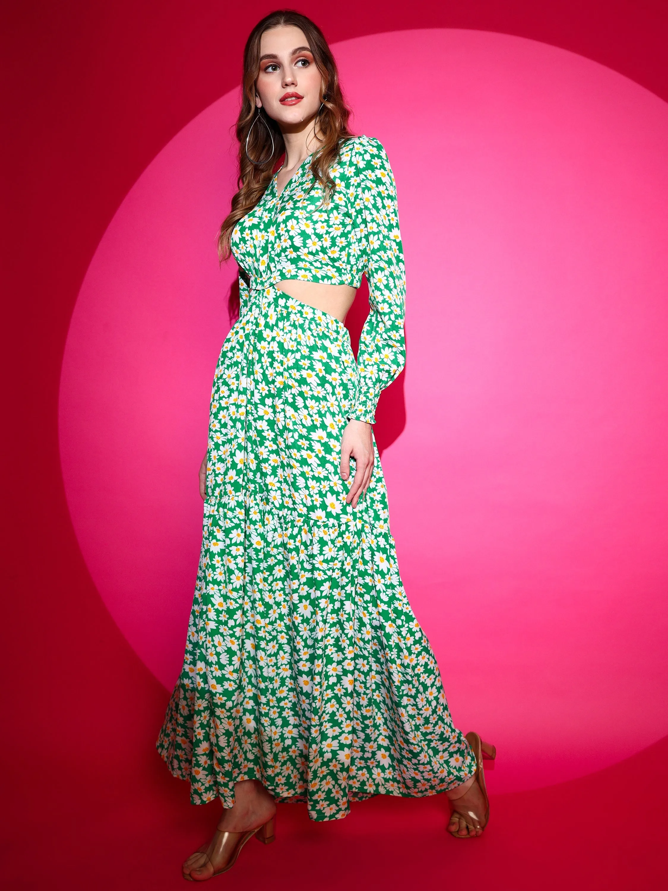 Women Fit and Flare Maxi Waist Cut Dress