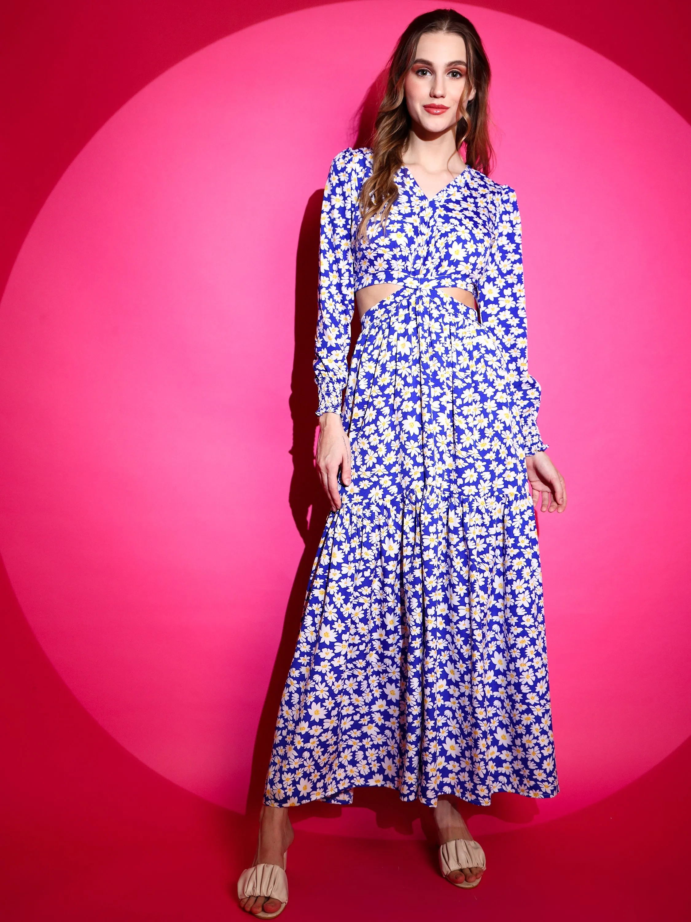 Women Fit and Flare Maxi Waist Cut Dress
