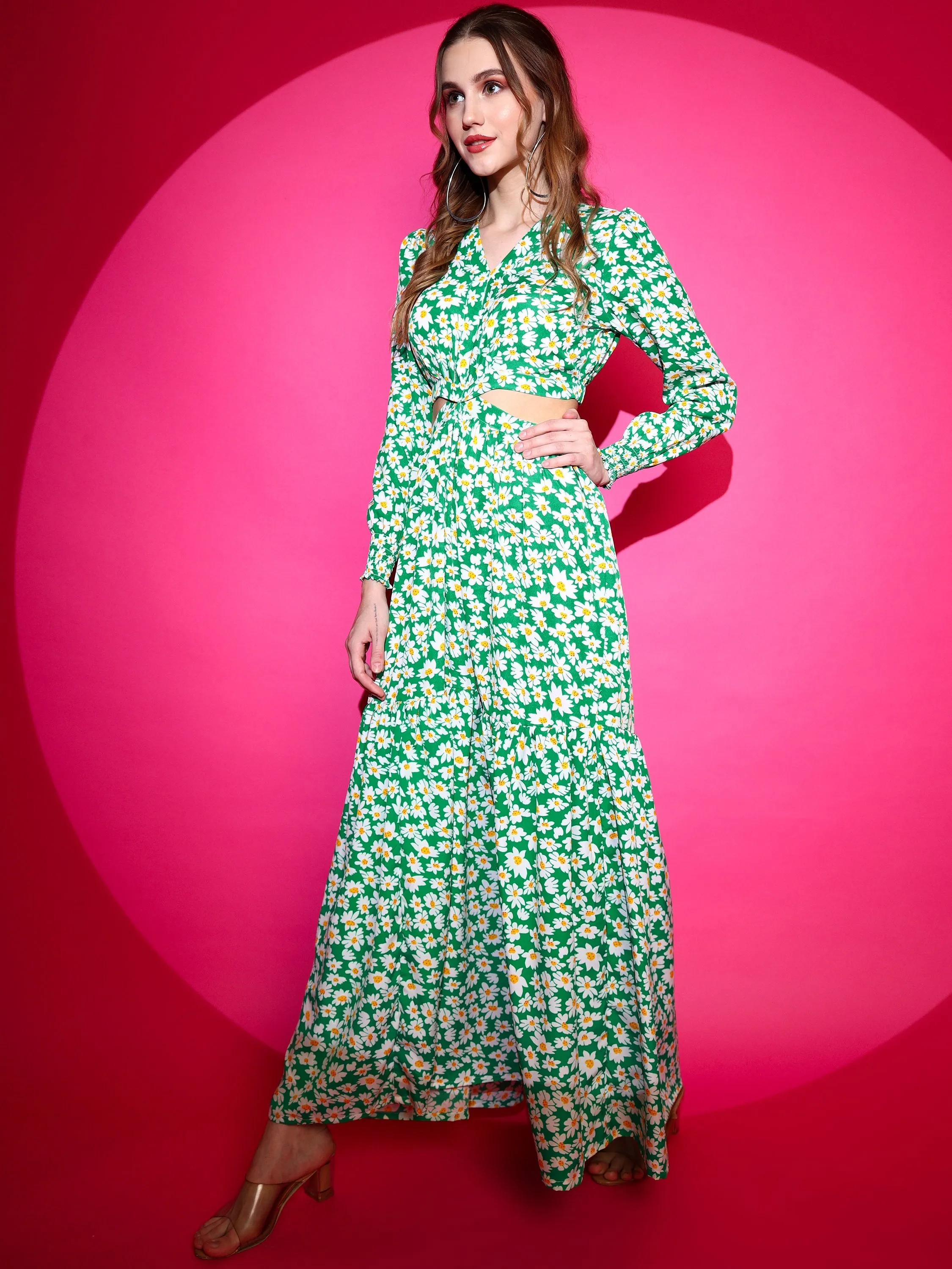 Women Fit and Flare Maxi Waist Cut Dress