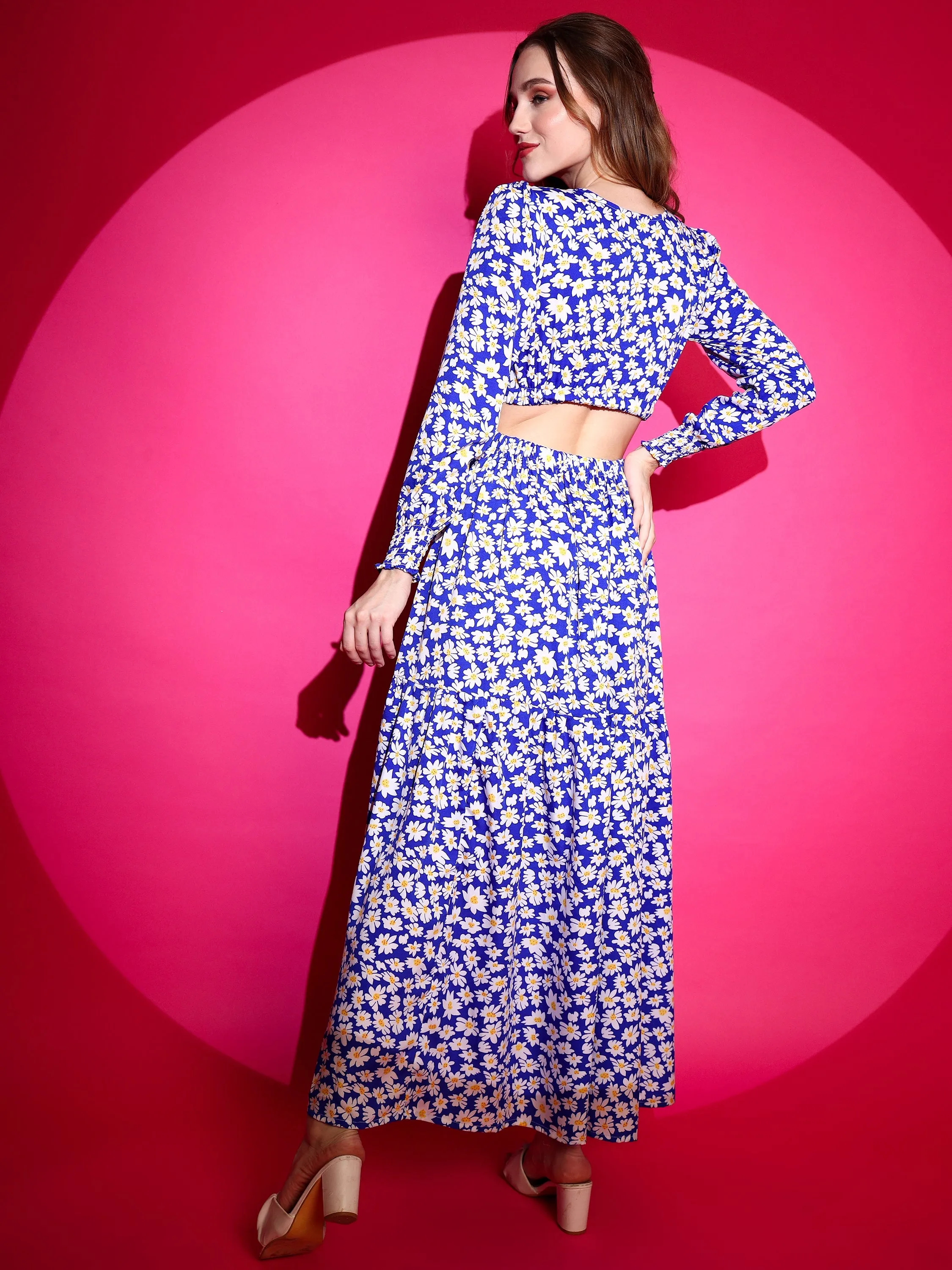 Women Fit and Flare Maxi Waist Cut Dress