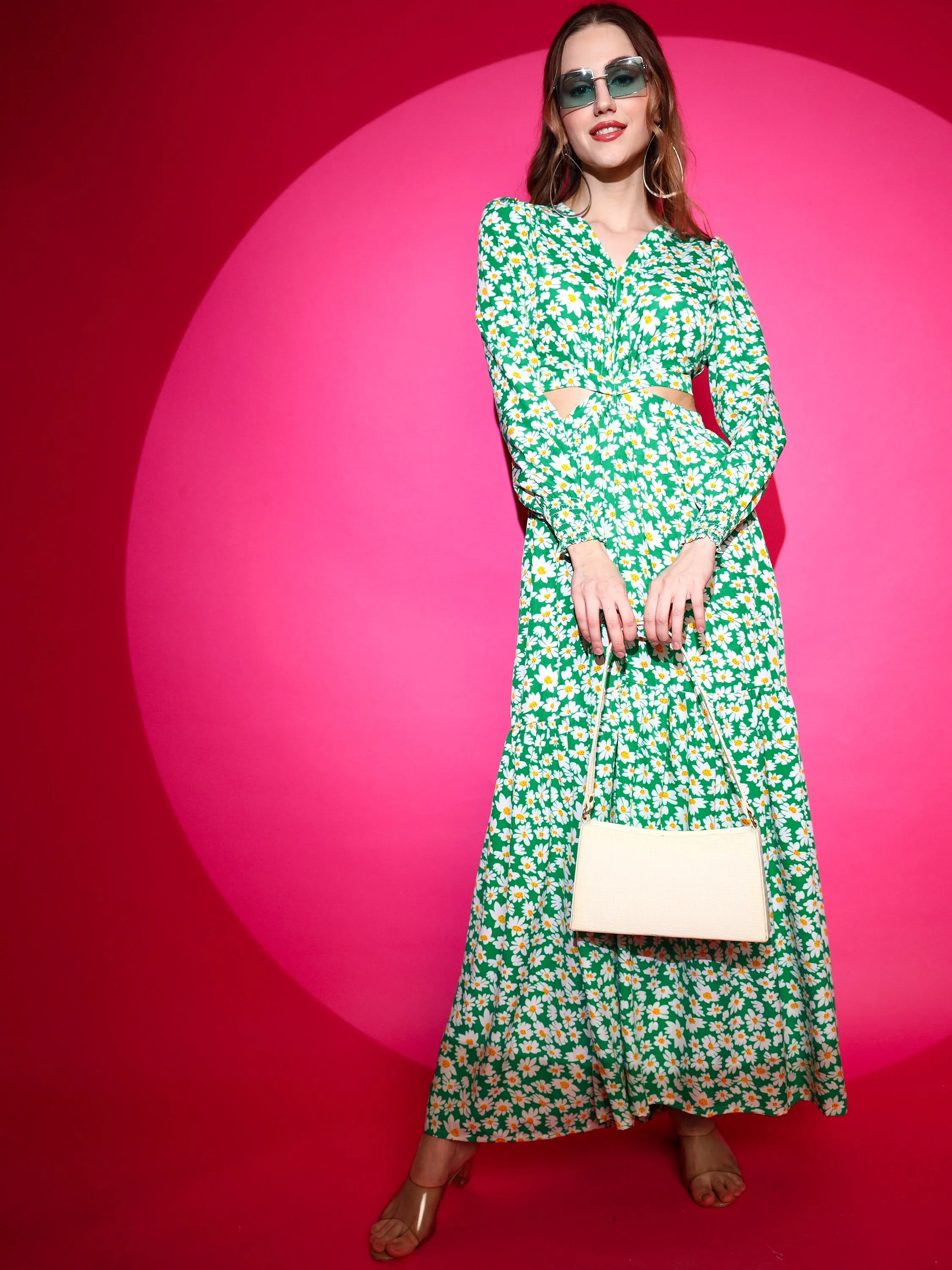 Women Fit and Flare Maxi Waist Cut Dress