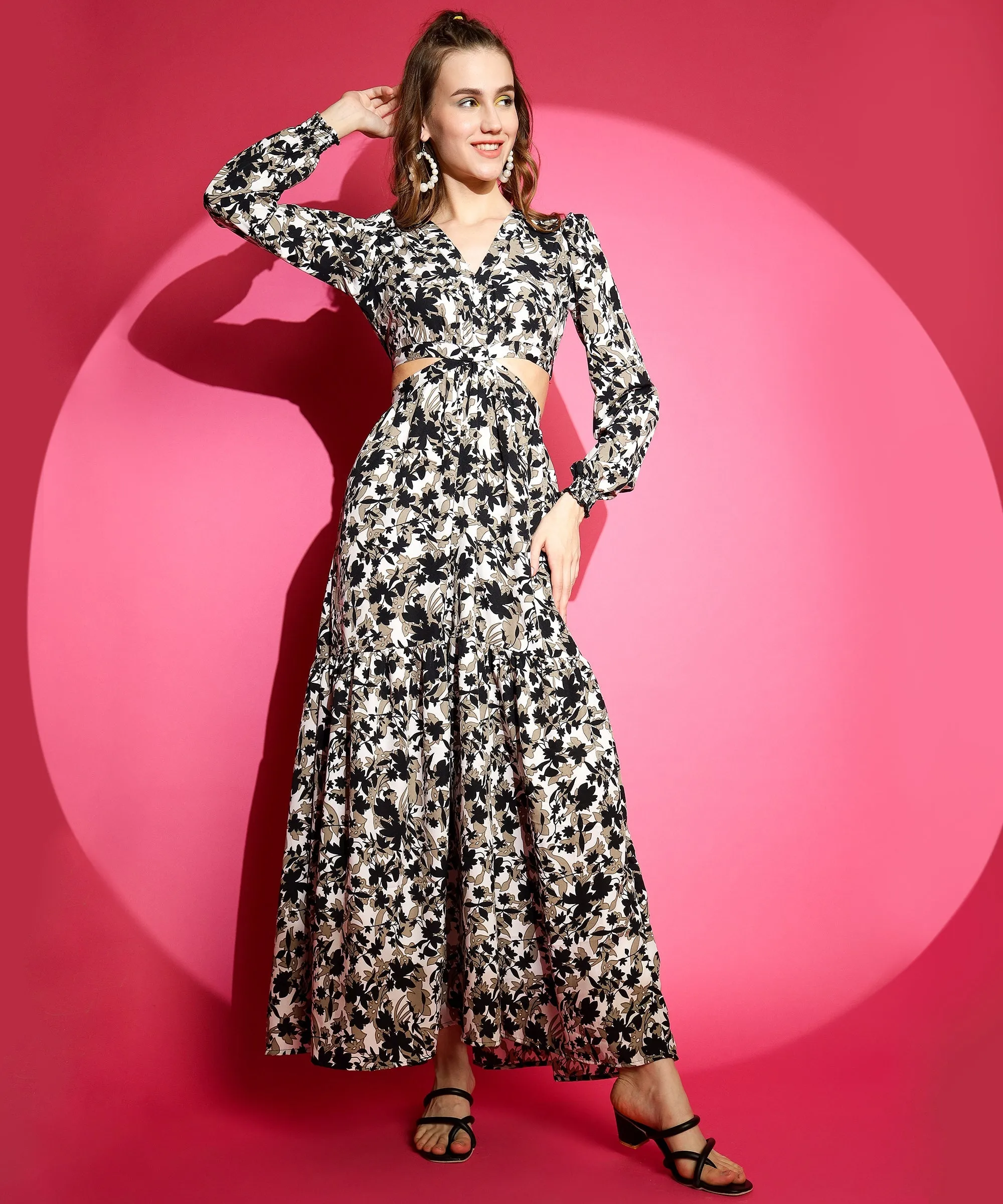 Women Fit and Flare Maxi Waist Cut Dress