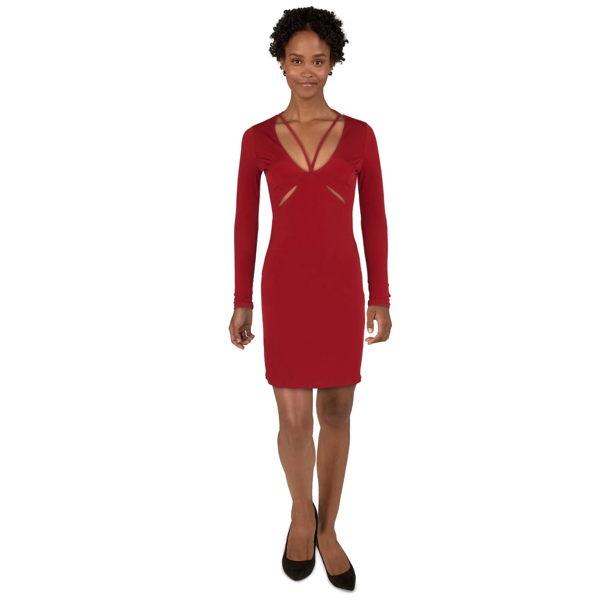 Women's Knit Long-sleeve Midi Dress