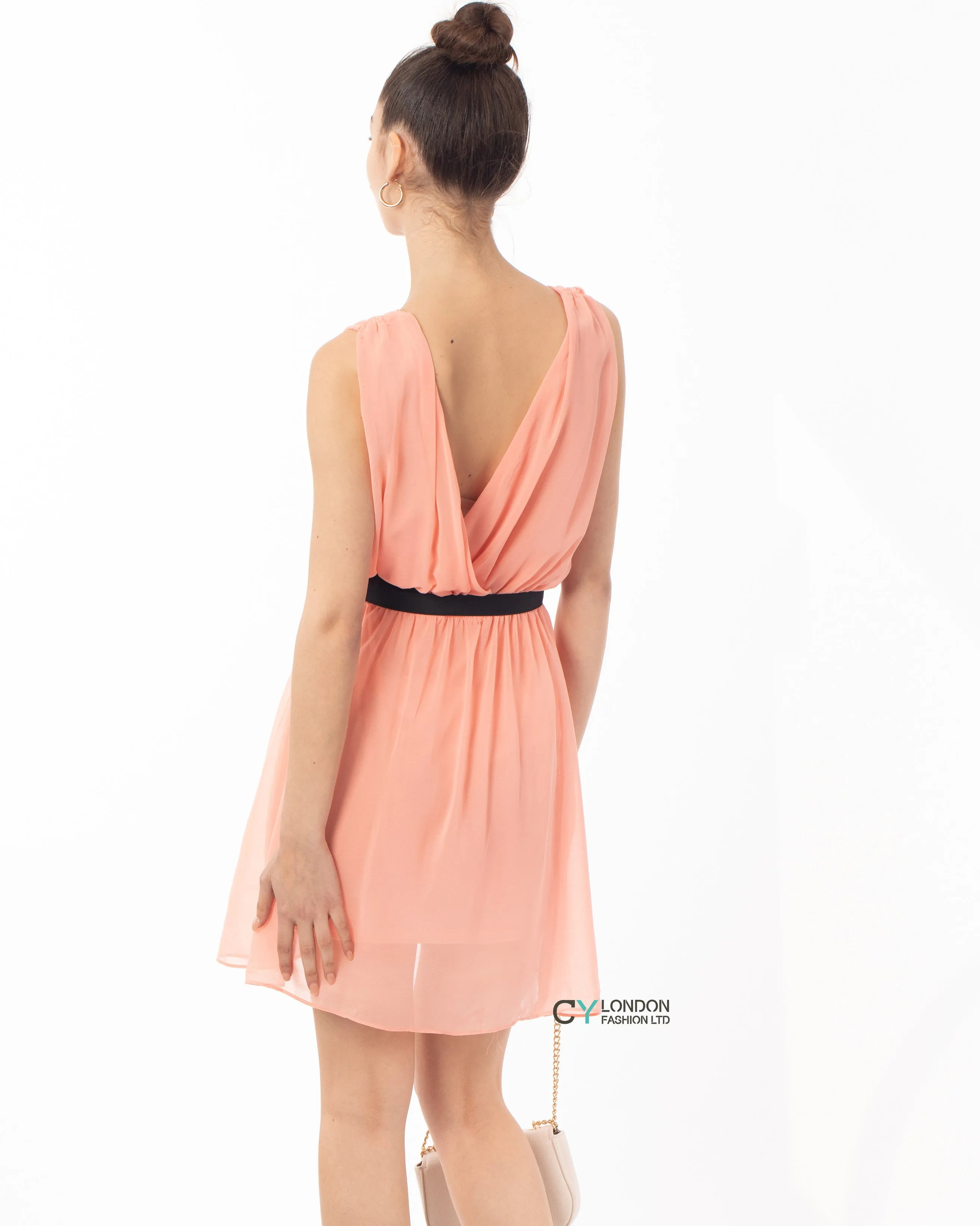 Wrap Chiffon dress (Peach)