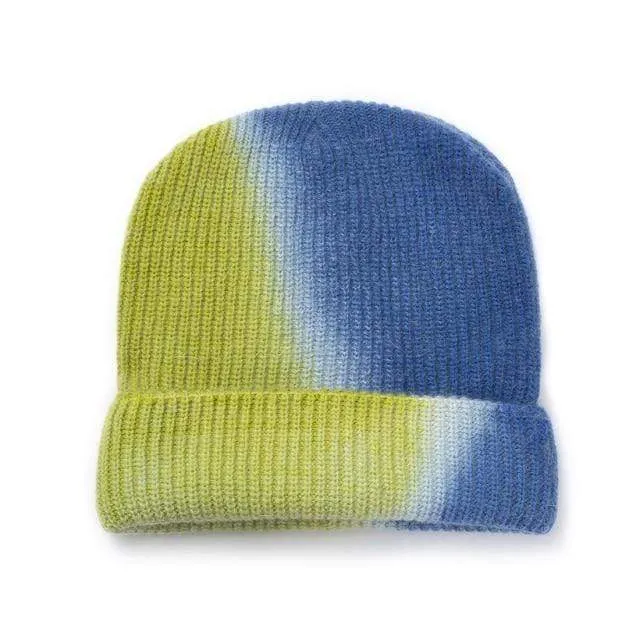 Xthree New  Women's Winter Hat Beanie tie-dyed Colorful Knitted Hat Skullies Warm Bonnet Cap