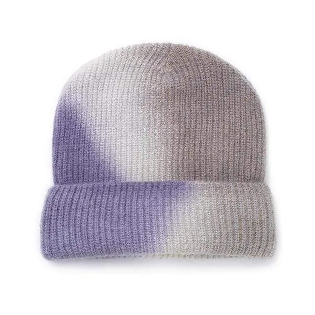 Xthree New  Women's Winter Hat Beanie tie-dyed Colorful Knitted Hat Skullies Warm Bonnet Cap