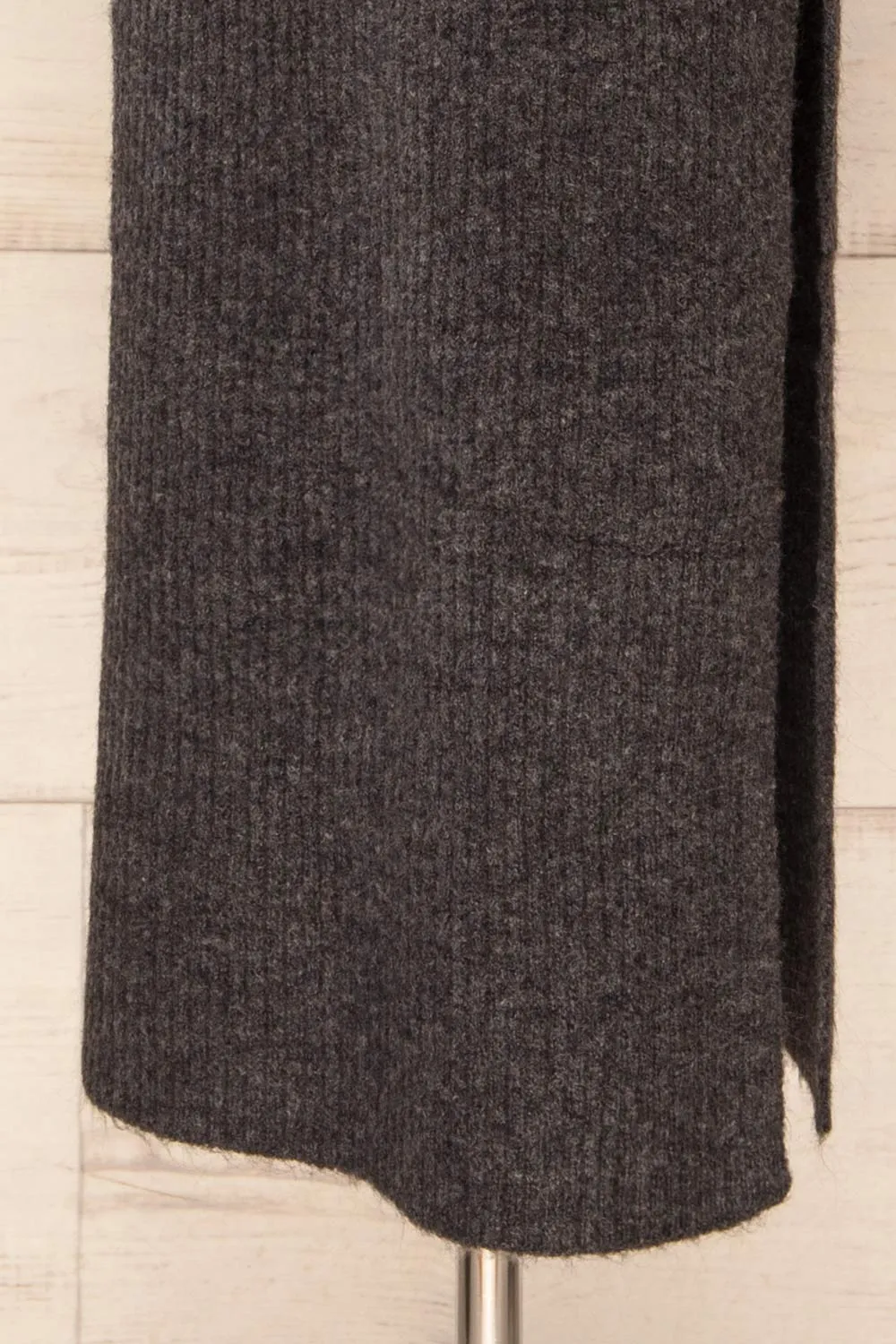Yarrowford Grey | Long Ribbed Knit Skirt w/ Slit